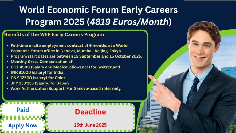 World Economic Forum Early Careers Program 2025 (4819 Euros/Month)